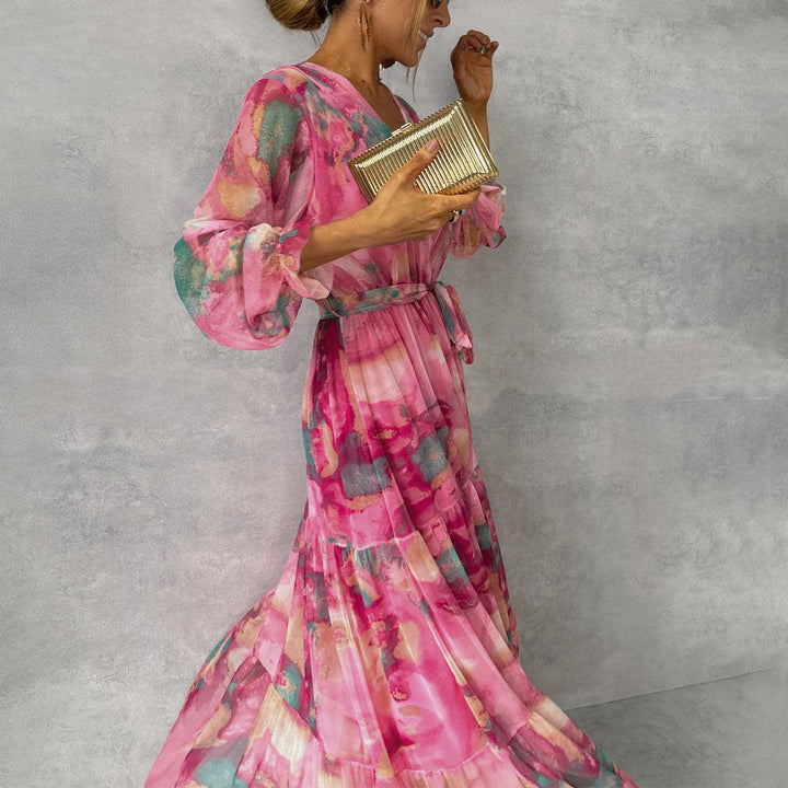 Women's Floral Print Wrap Dress - Elegant Spring-to-Summer Style