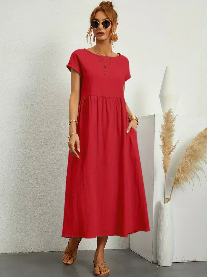 Women's Fluid Midi Dress - Effortless Summer Silhouette
