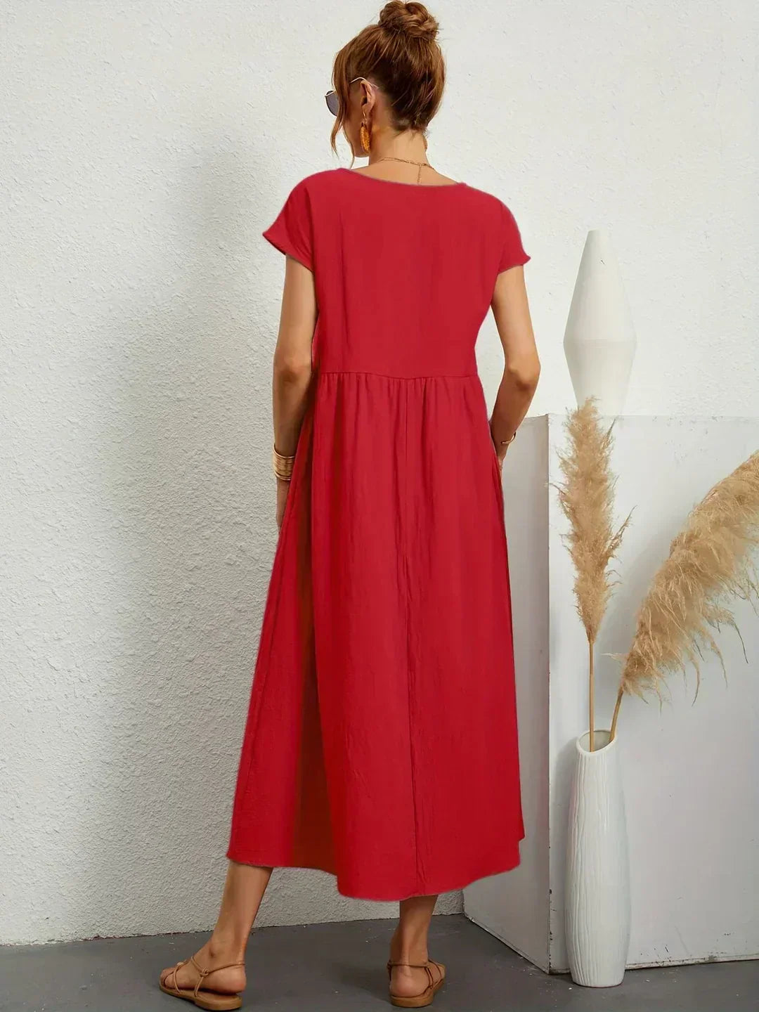 Women's Fluid Midi Dress - Effortless Summer Silhouette