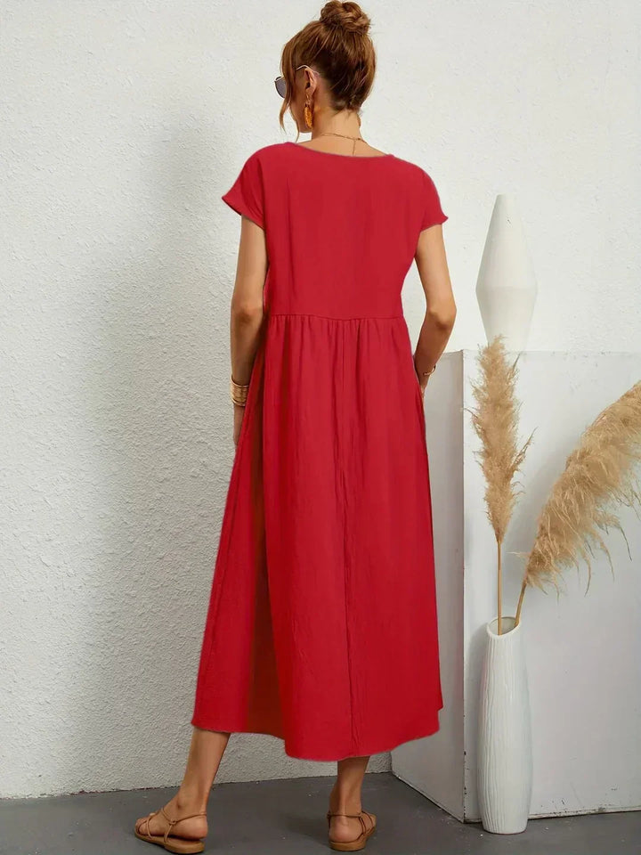 Women's Fluid Midi Dress - Effortless Summer Silhouette