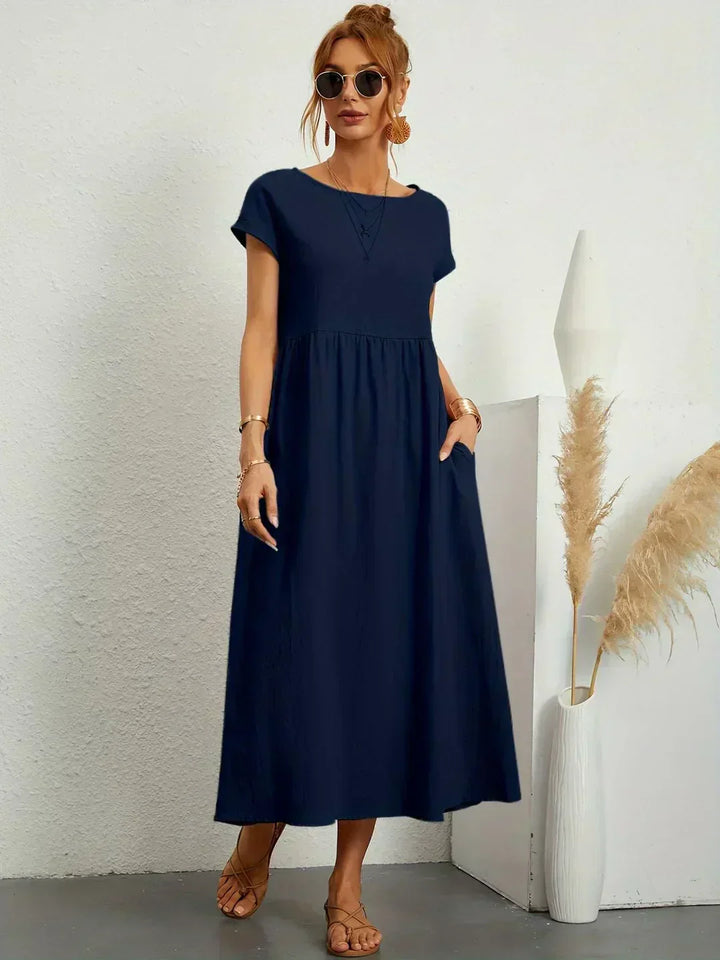 Women's Fluid Midi Dress - Effortless Summer Silhouette