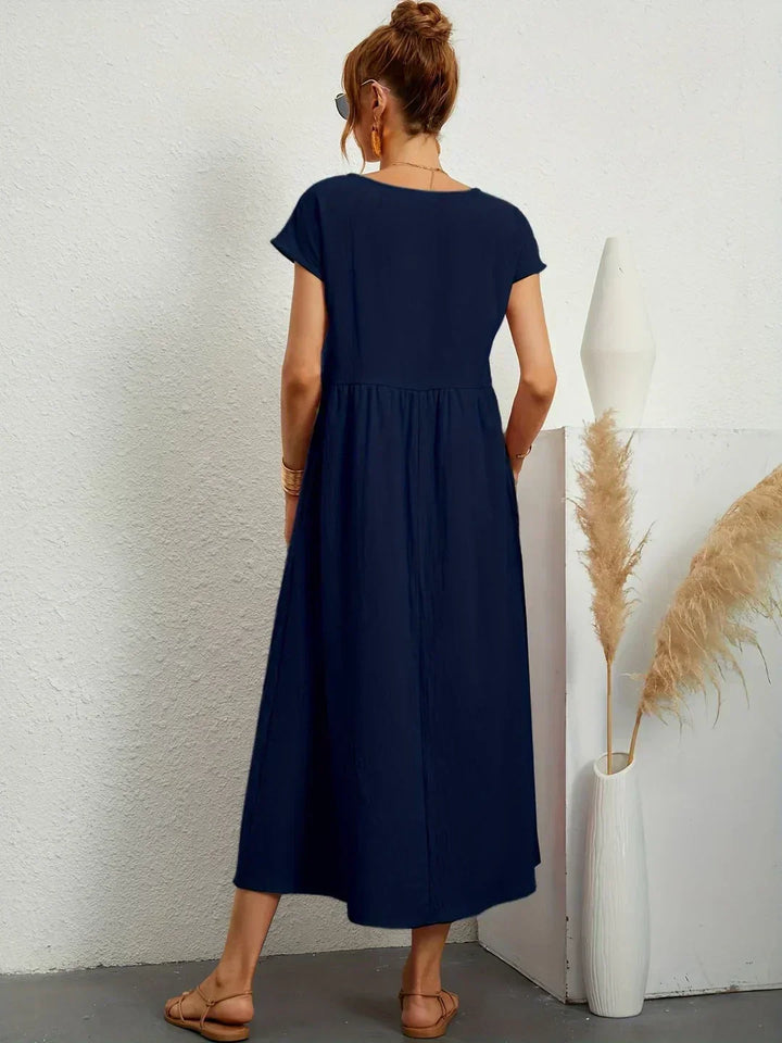 Women's Fluid Midi Dress - Effortless Summer Silhouette