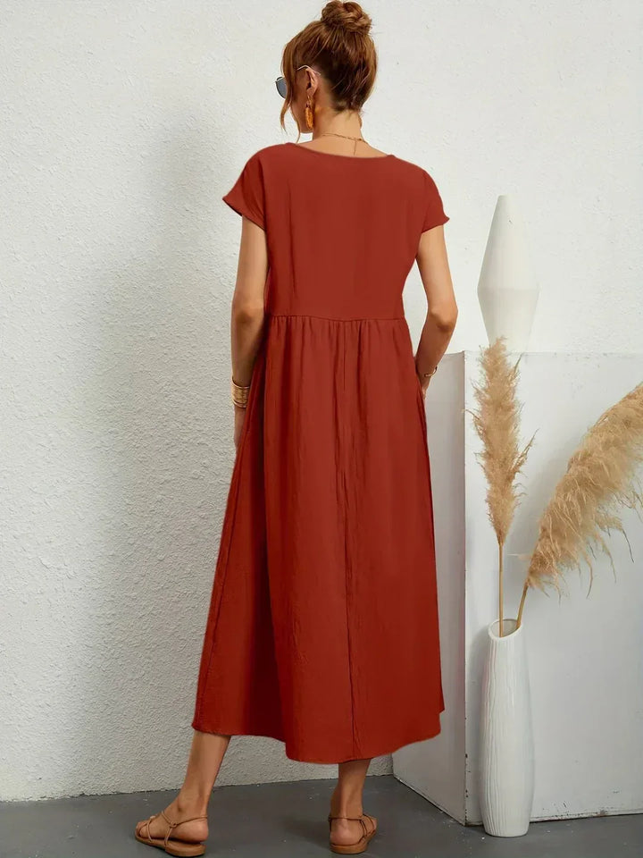 Women's Fluid Midi Dress - Effortless Summer Silhouette