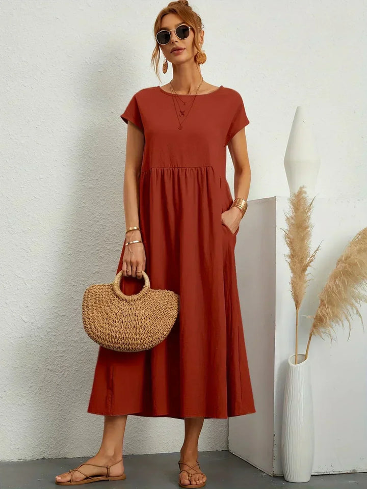Women's Fluid Midi Dress - Effortless Summer Silhouette