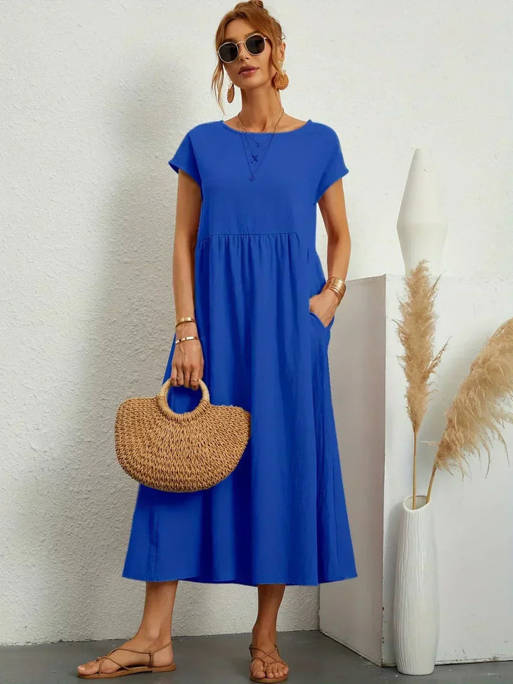 Women's Fluid Midi Dress - Effortless Summer Silhouette