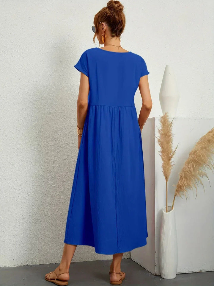 Women's Fluid Midi Dress - Effortless Summer Silhouette