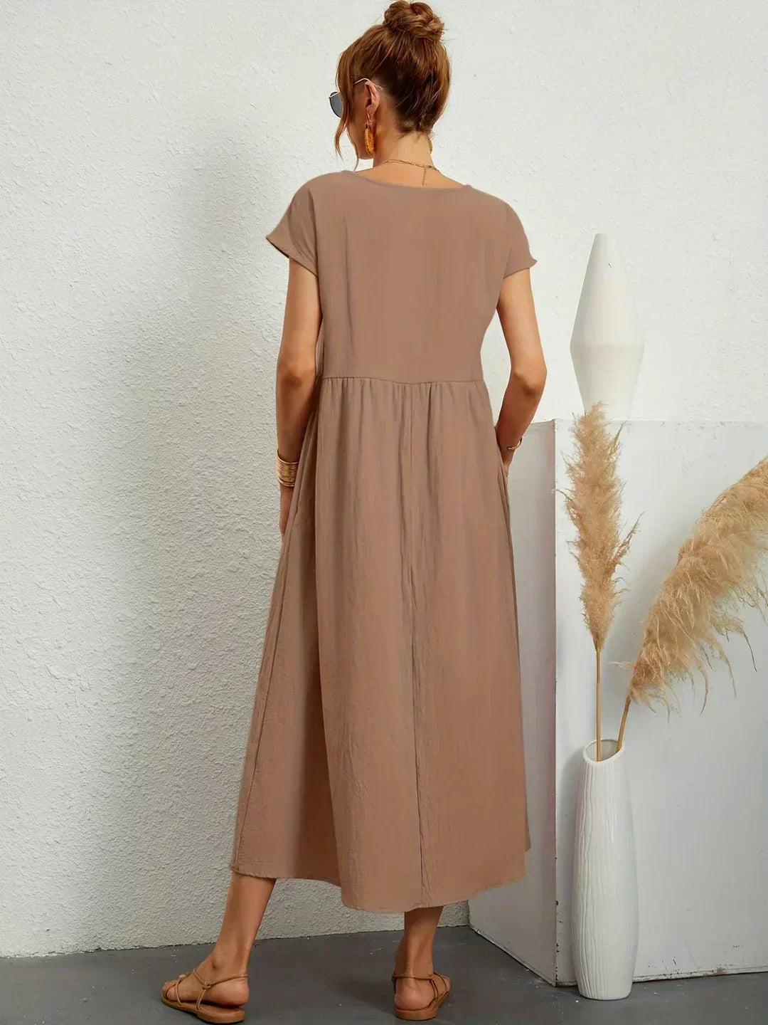 Women's Fluid Midi Dress - Effortless Summer Silhouette