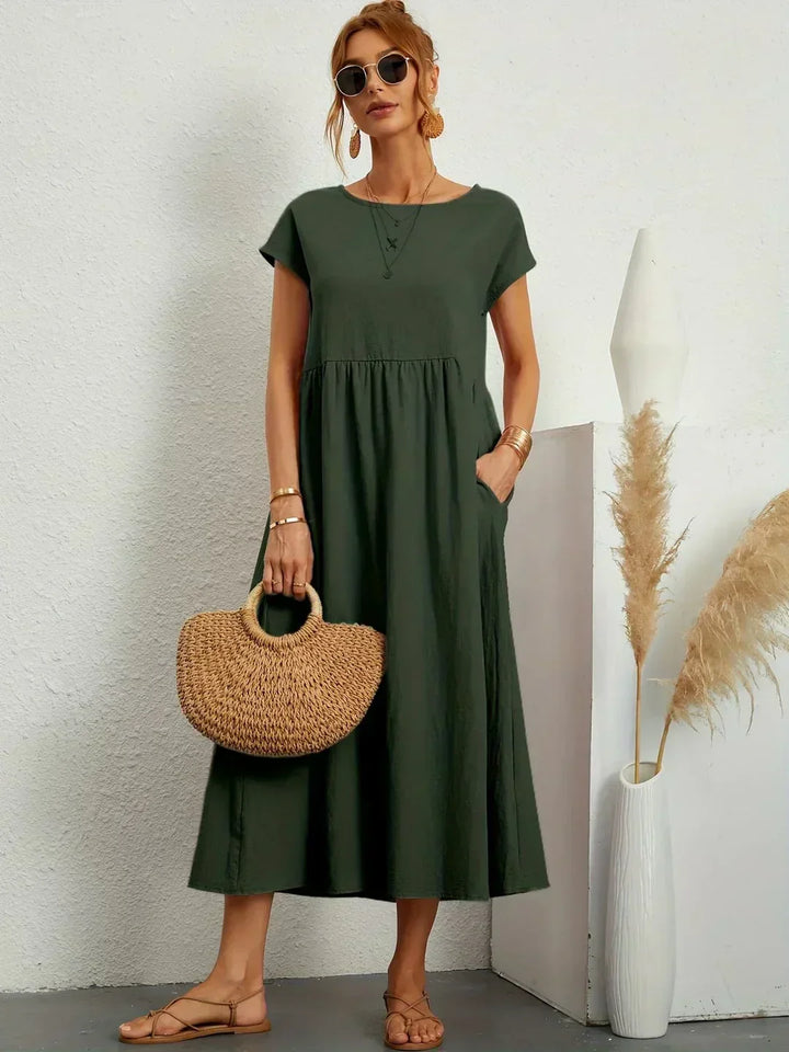 Women's Fluid Midi Dress - Effortless Summer Silhouette