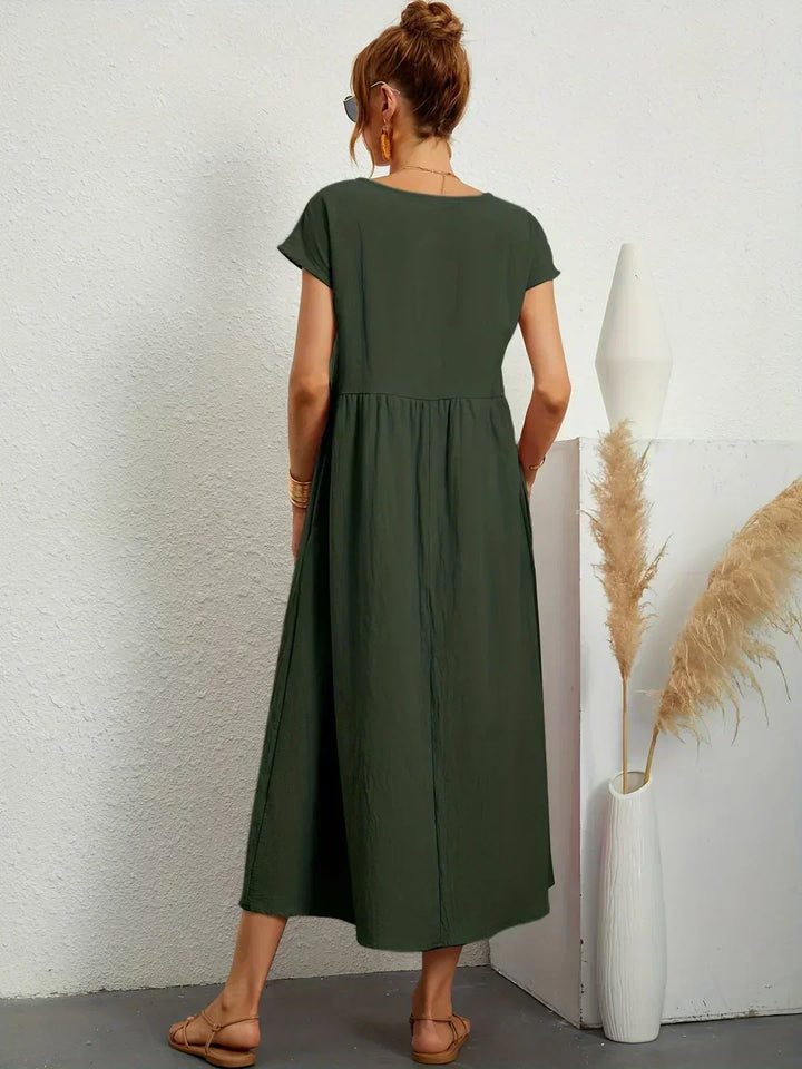Women's Fluid Midi Dress - Effortless Summer Silhouette