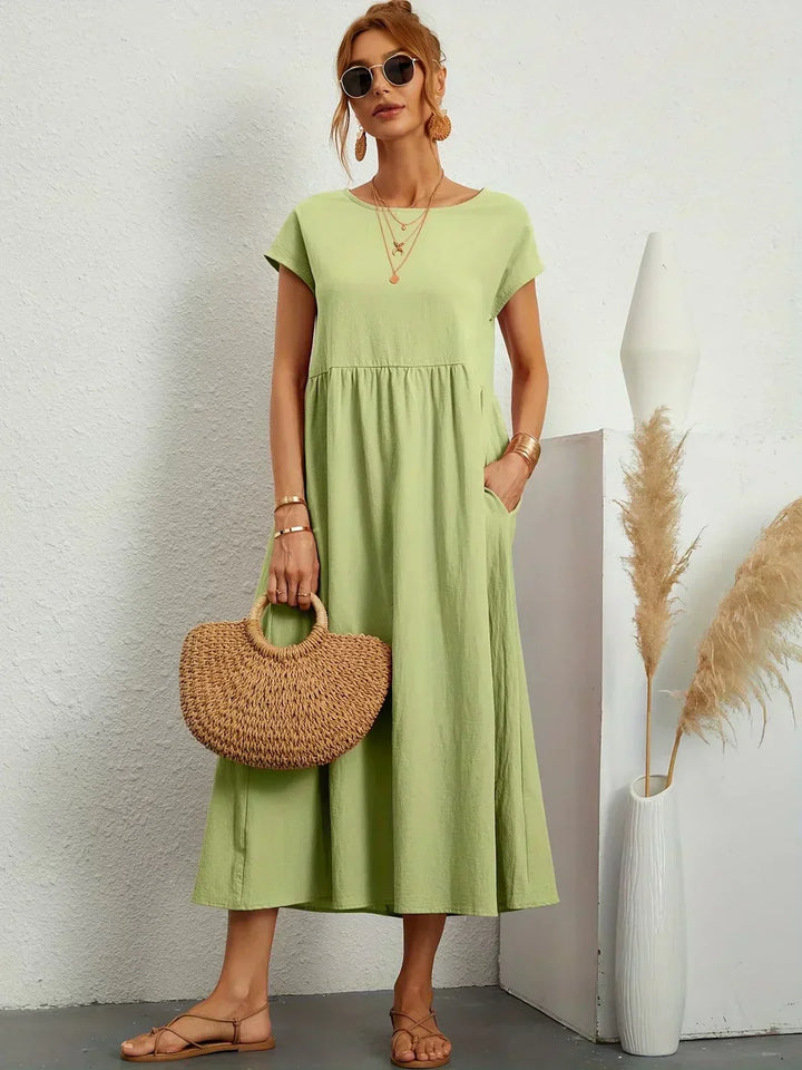 Women's Fluid Midi Dress - Effortless Summer Silhouette