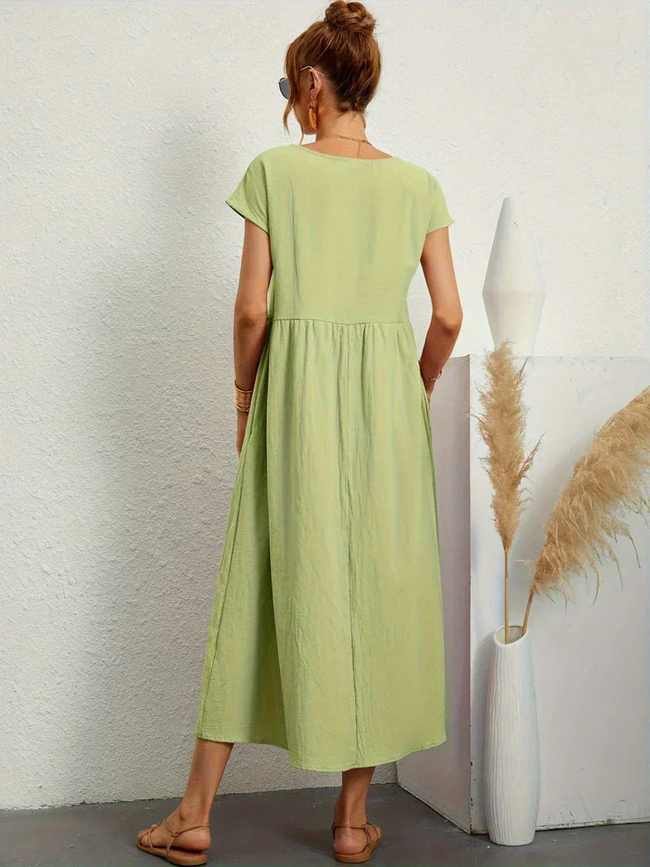 Women's Fluid Midi Dress - Effortless Summer Silhouette