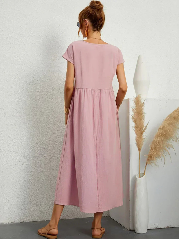 Women's Fluid Midi Dress - Effortless Summer Silhouette