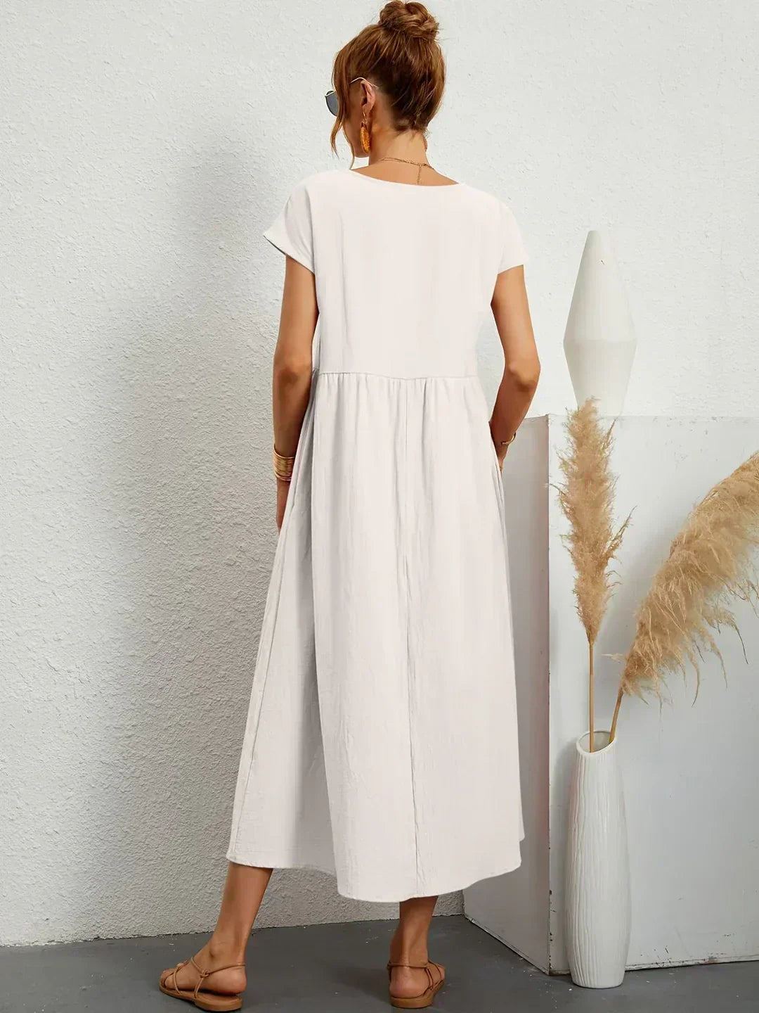 Women's Fluid Midi Dress - Effortless Summer Silhouette