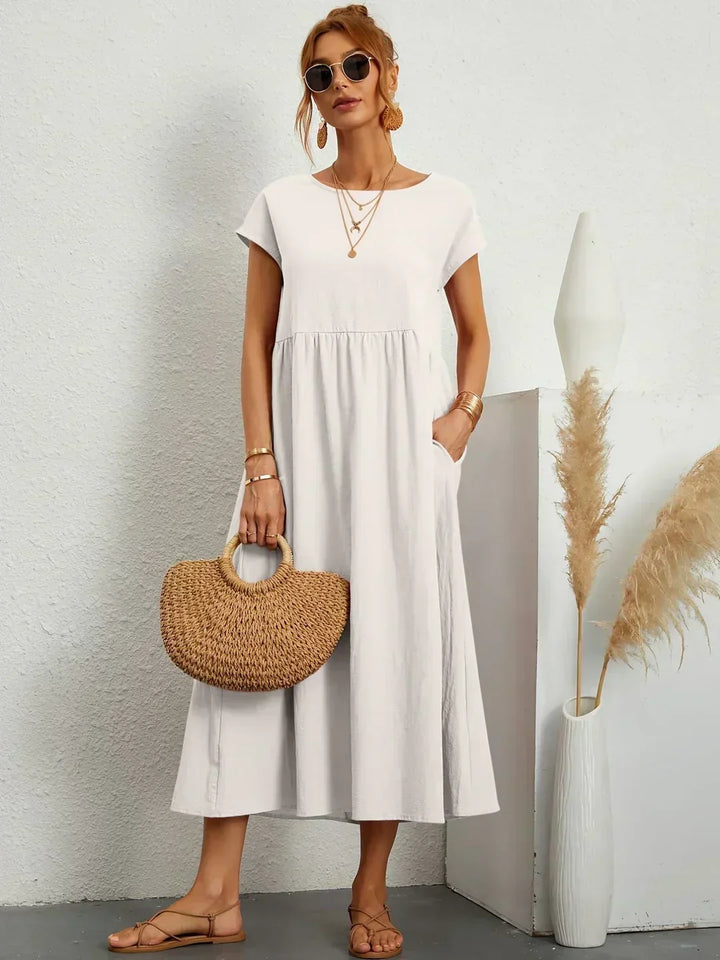 Women's Fluid Midi Dress - Effortless Summer Silhouette