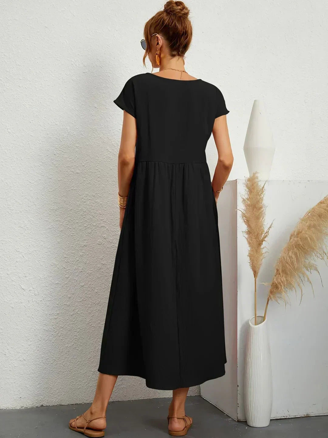Women's Fluid Midi Dress - Effortless Summer Silhouette