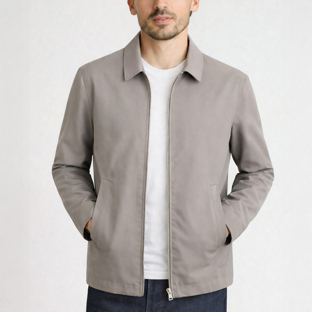 Men's Canvas Zip Jacket – Tailored Structured Casual Coat