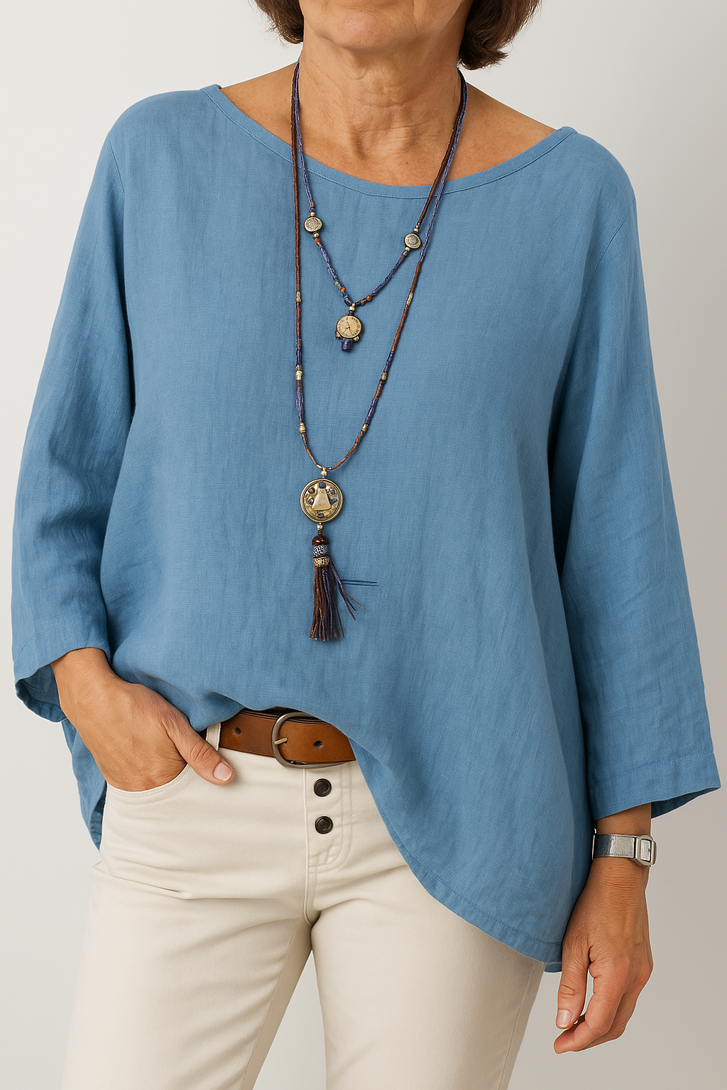 Women's Relaxed Boat Neck Tunic - Effortless Everyday Chic