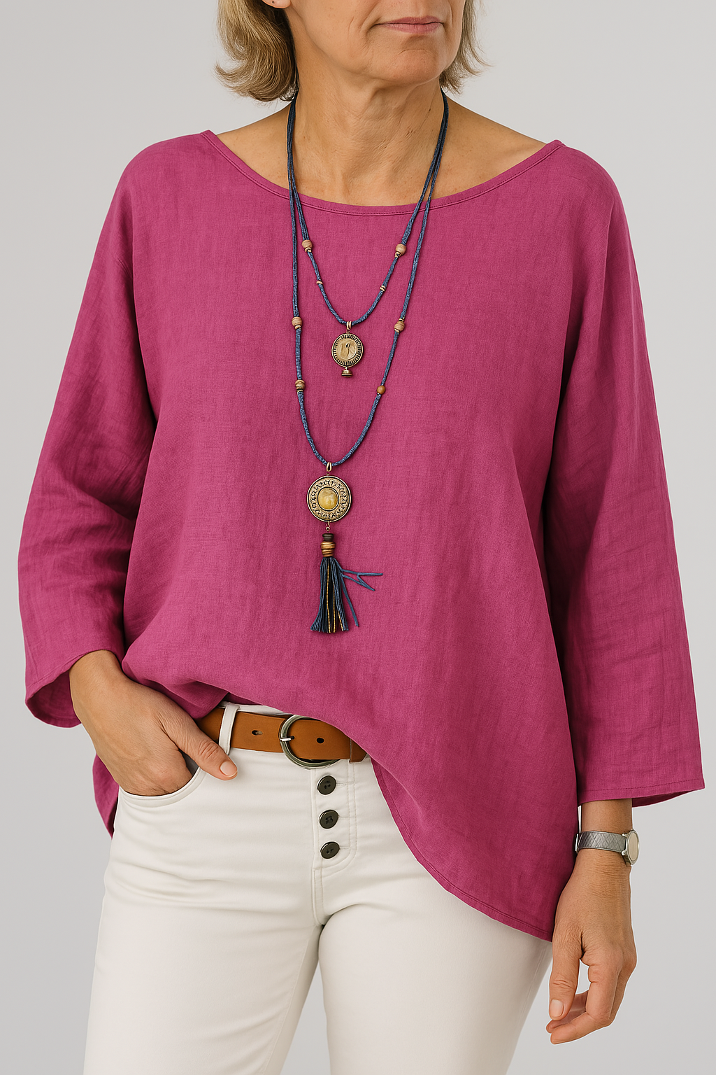 Women's Relaxed Boat Neck Tunic - Effortless Everyday Chic