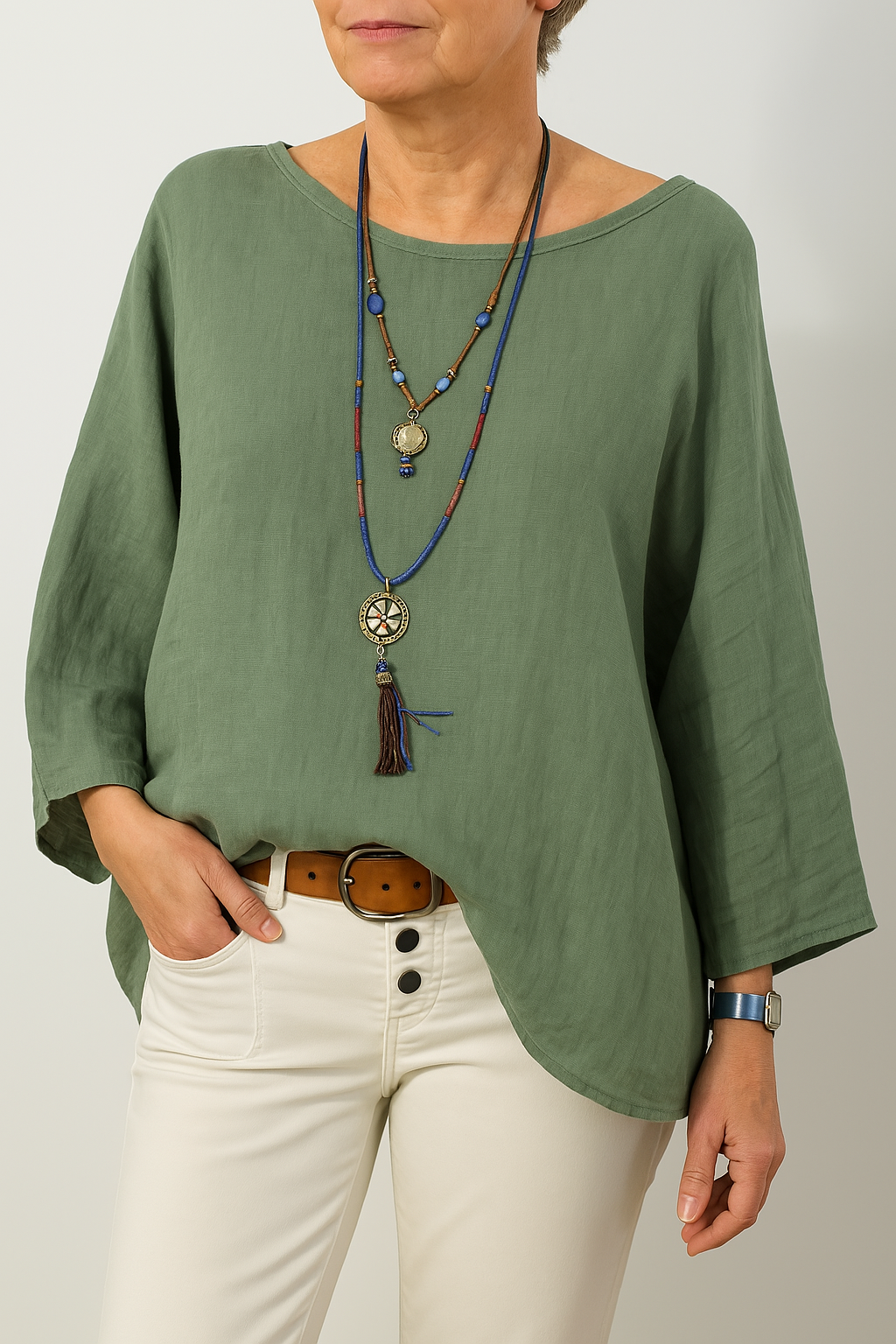 Women's Relaxed Boat Neck Tunic - Effortless Everyday Chic