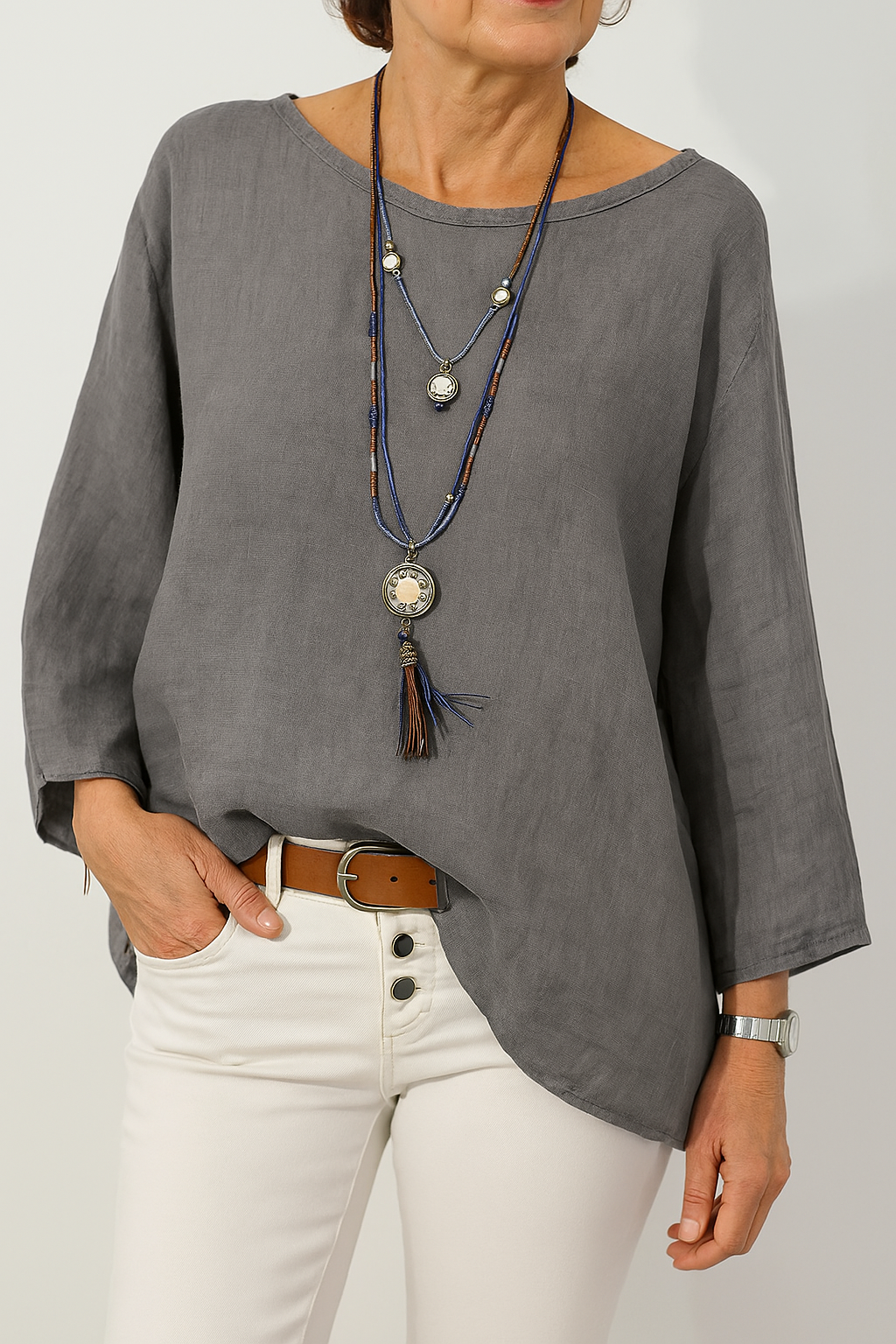 Women's Relaxed Boat Neck Tunic - Effortless Everyday Chic