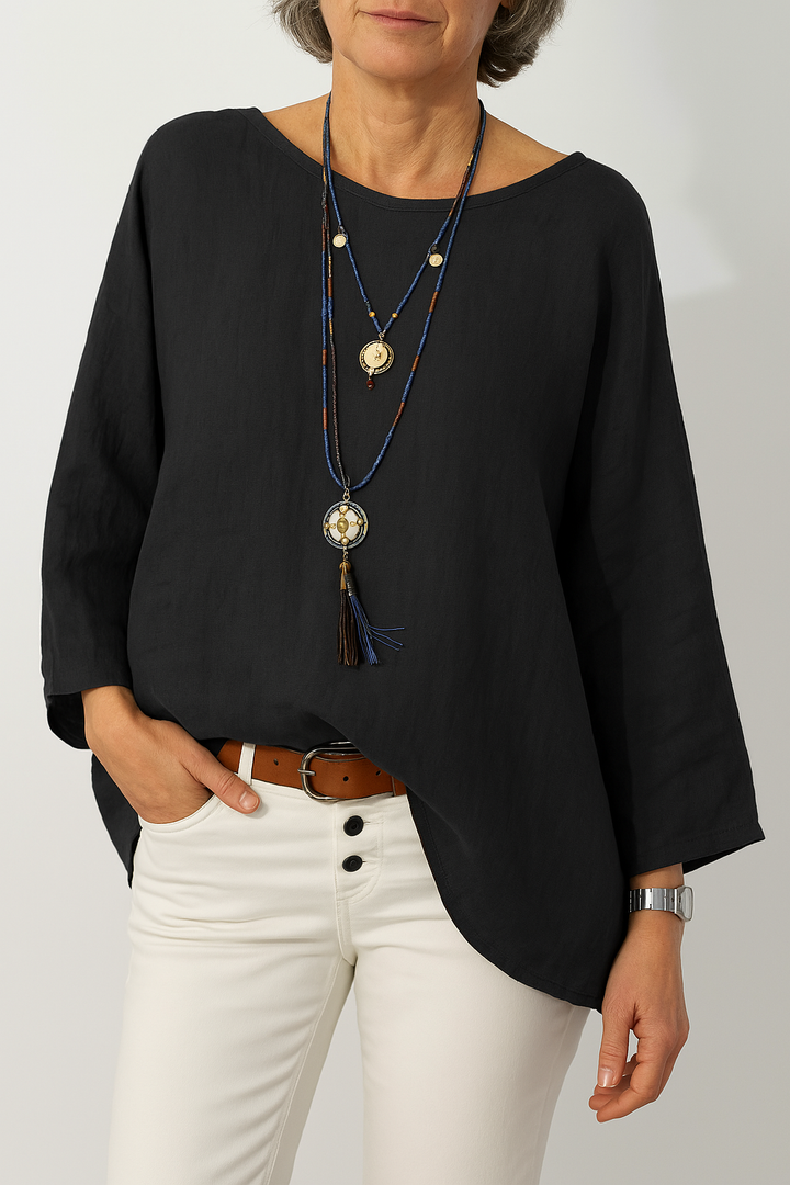 Women's Relaxed Boat Neck Tunic - Effortless Everyday Chic