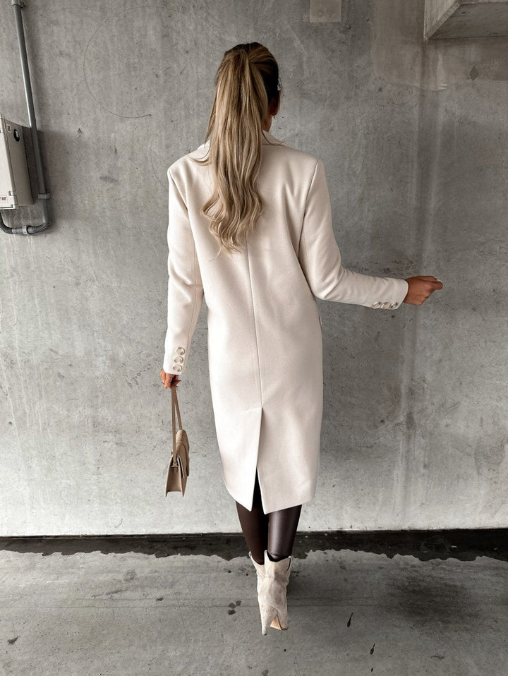 Women's Double-Breasted Long Coat - Refined Warmth