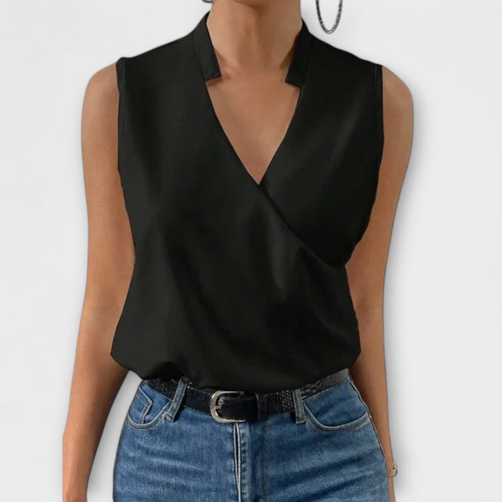 Women's V-Neck Blouse - Effortless Summer Casual Elegance