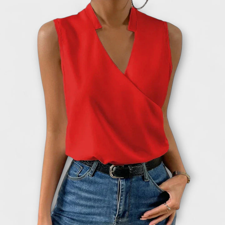 Women's V-Neck Blouse - Effortless Summer Casual Elegance