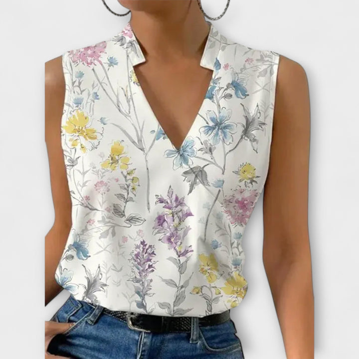 Women's V-Neck Blouse - Effortless Summer Casual Elegance