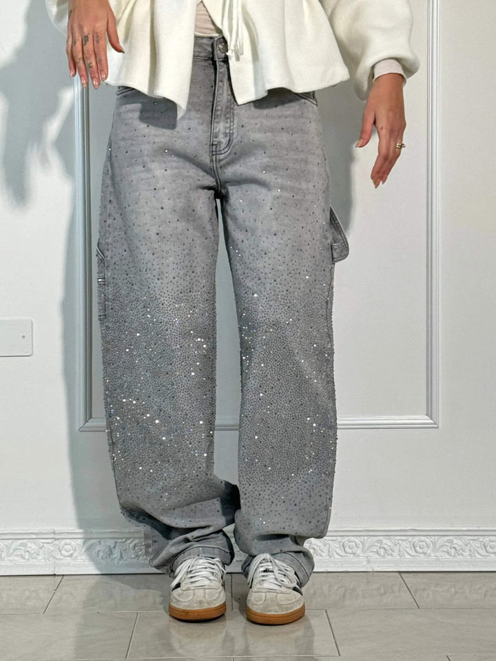 Women's Victoria High-Waist Glitter Jeans - Sparkle with Confidence