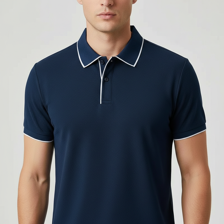 Men's Textured Knit Polo Shirt – Breathable Stretch Performance Polo