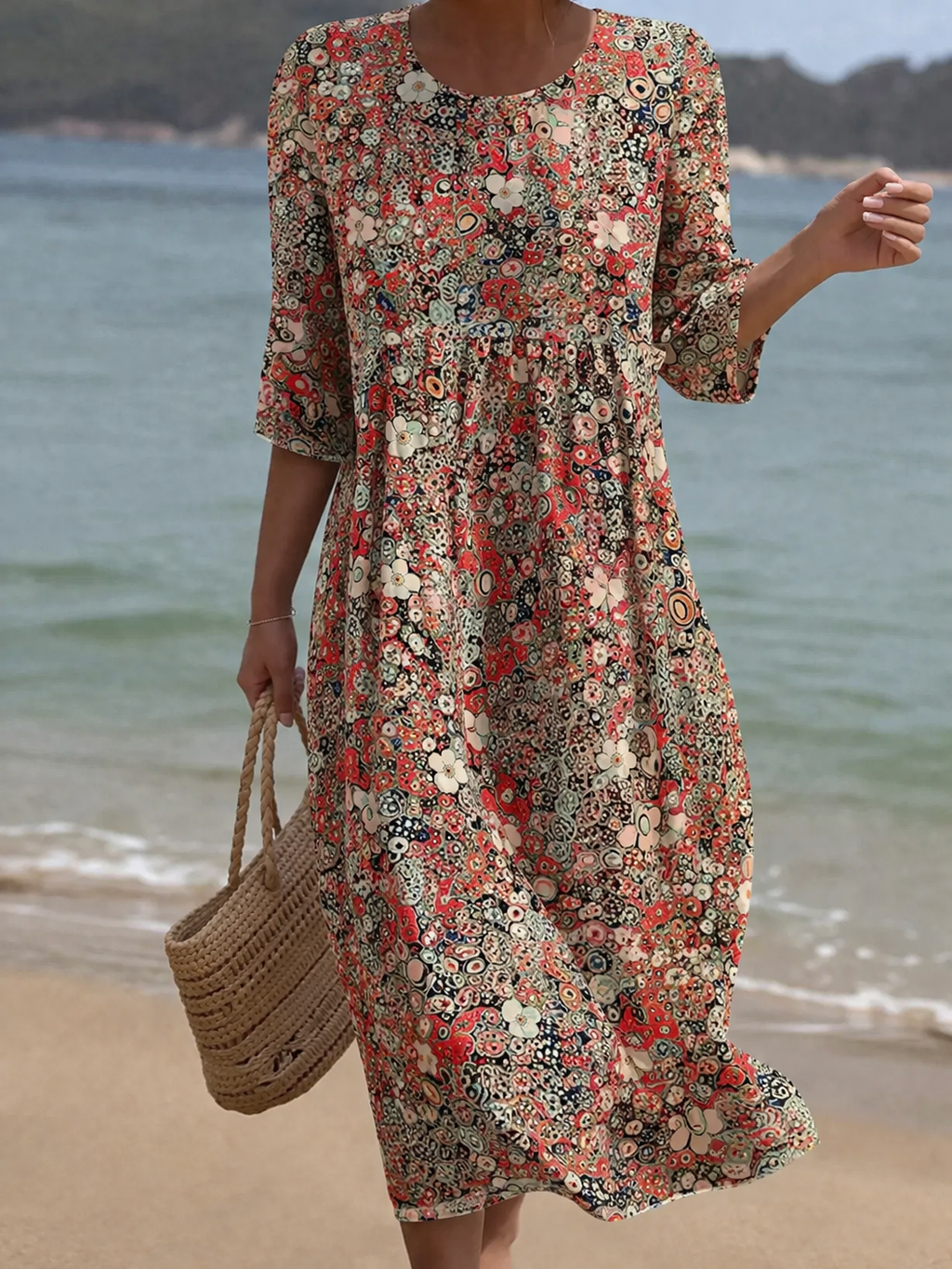 Women's Floral Pattern Maxi Dress - Effortless Elegance for Daily