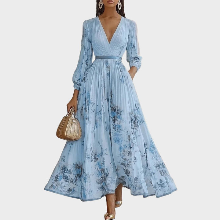 Women's Elegant Pleated Maxi Dress - Graceful & Feminine