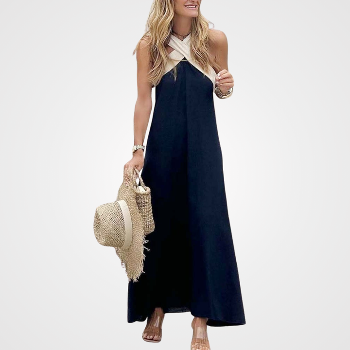 Women's Cross-Neck Dress - Effortless Summer Elegance
