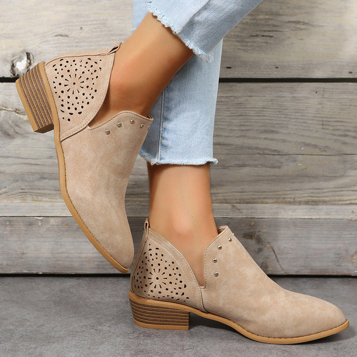 Women's Low Cut Perforated Ankle Boot with Studs - Everyday Style