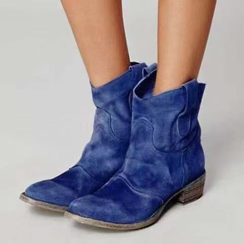 Women's Suede Ankle Boots - Western Charm & Everyday Elegance