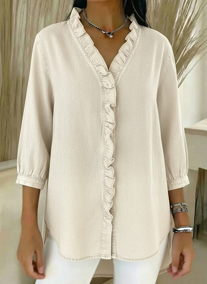 Women's Elegant Ruffle Blouse - Feminine and Sophisticated