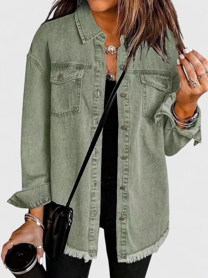 Women's Classic Button-Down Shirt Jacket - Versatile Everyday Layer