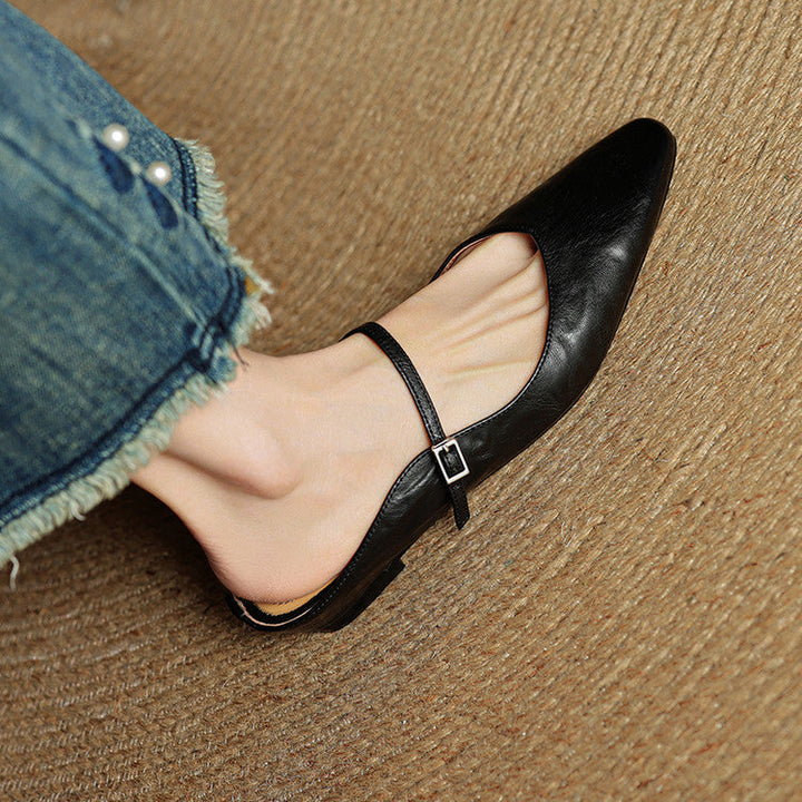Women's Genuine Leather Pointed Mules - Effortless Work-to-Night Style