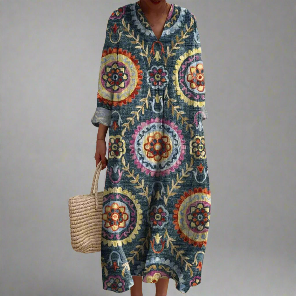 Women's Geometric Relaxed Fit Dress - Effortless Summer Comfort