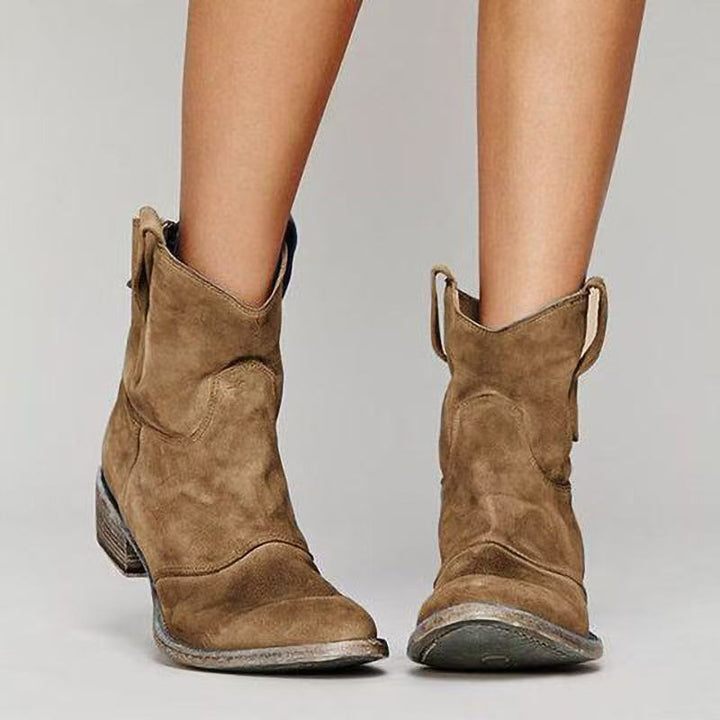 Women's Suede Ankle Boots - Western Charm & Everyday Elegance