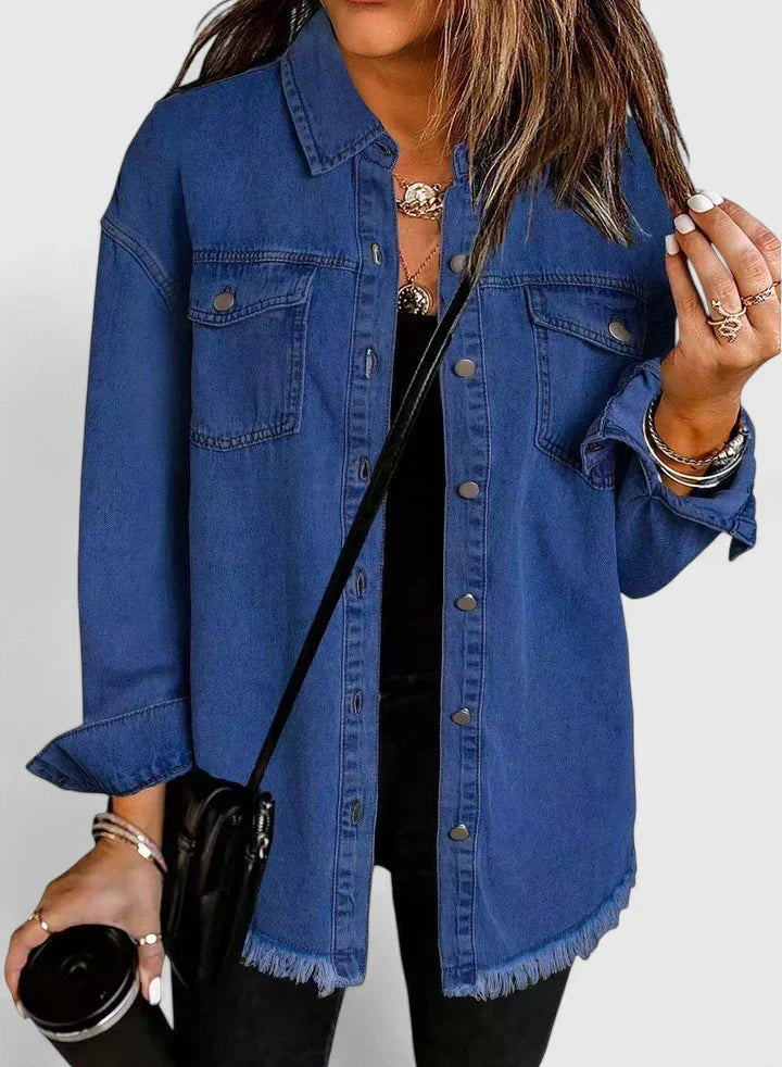 Women's Classic Button-Down Shirt Jacket - Versatile Everyday Layer