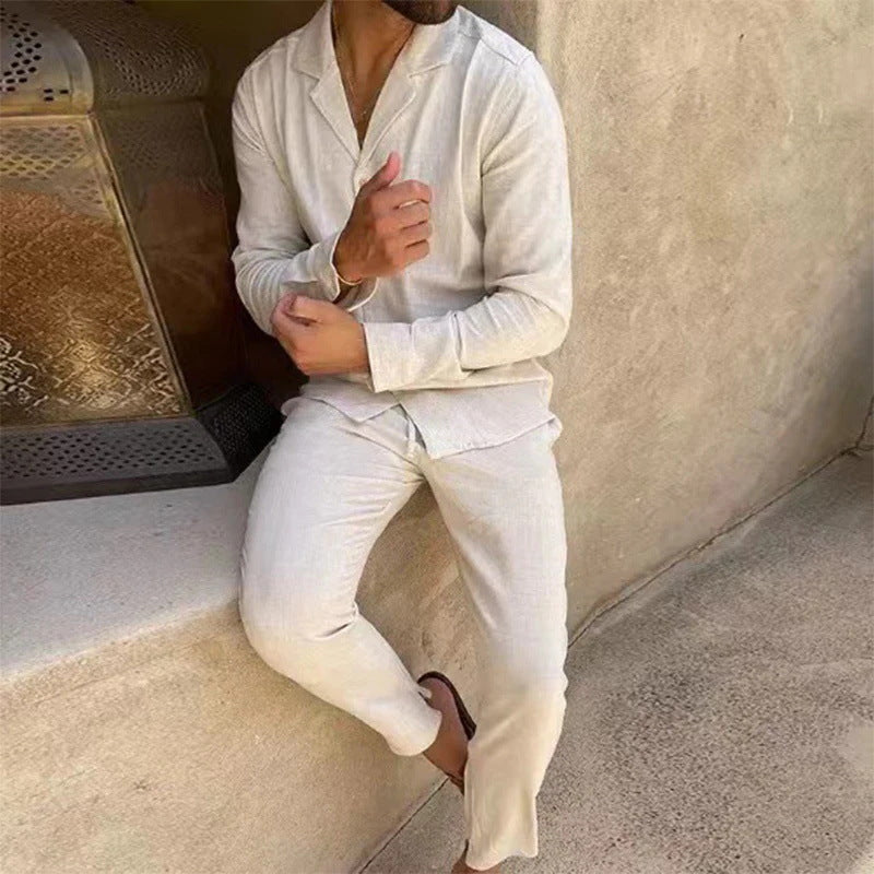 Men's Linen Summer Two-Piece Set - Breezy Warm-Weather Comfort