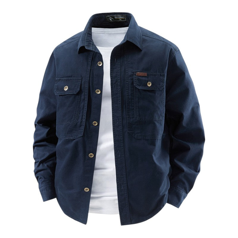 Men's Cotton Workwear Overshirt – Utility Shacket for Layering