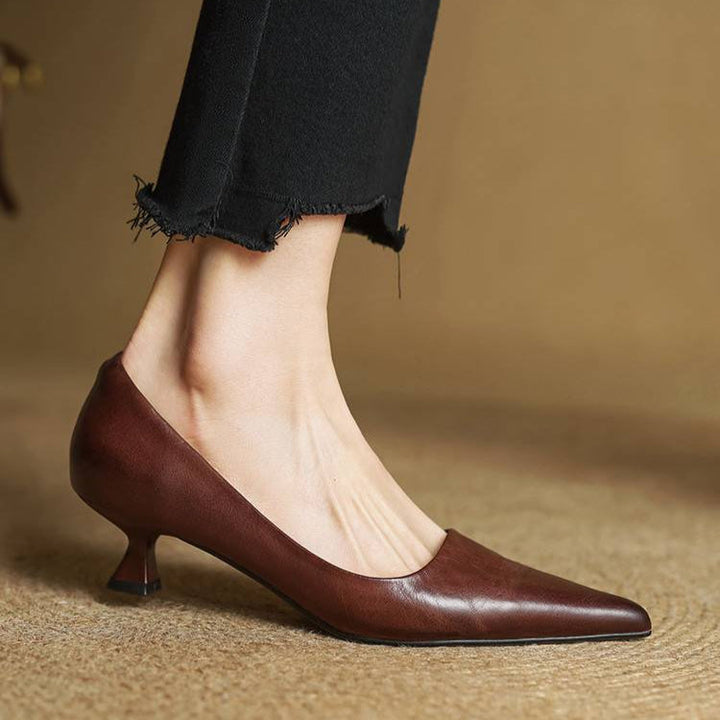 Women's Leonie Classic Pointed Toe Leather Heels - Everyday Elegance