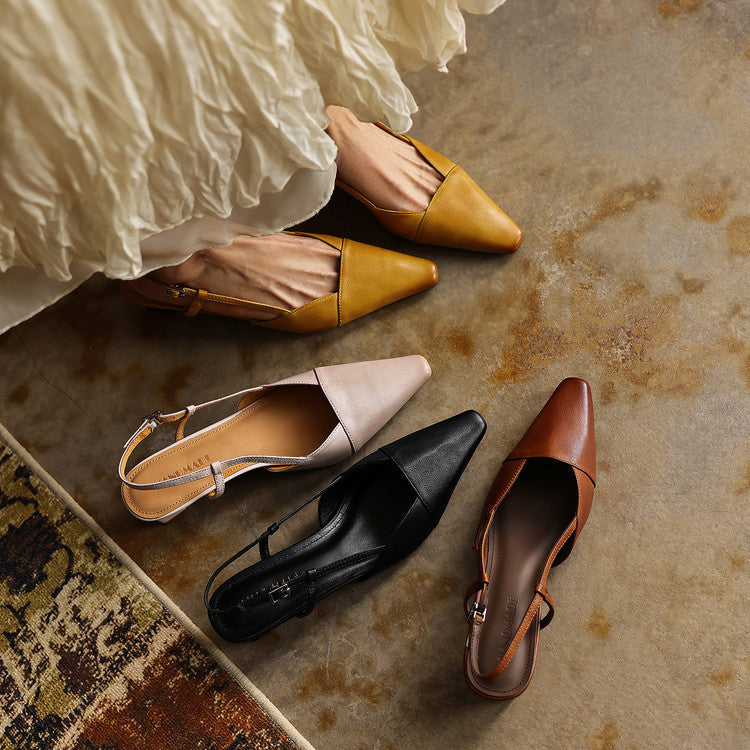 Women's Genuine Leather Slingback Heels - Polished All-Day Wear