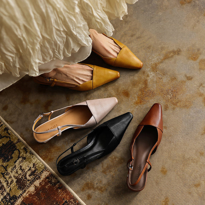 Women's Genuine Leather Slingback Heels - Polished All-Day Wear