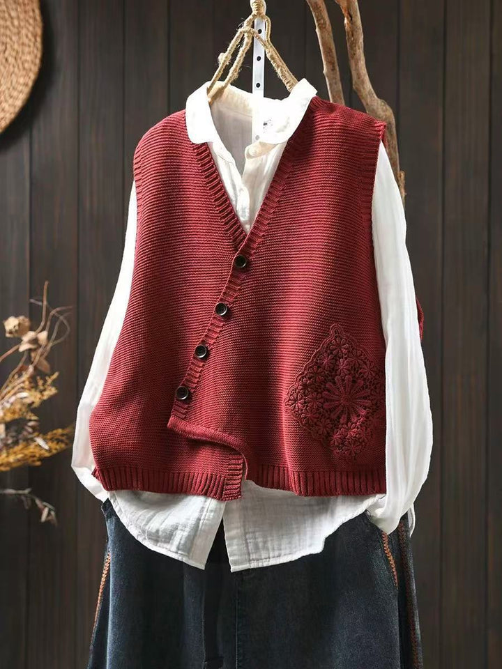 Women's Asymmetrical Button Knit Vest - Effortless Layering