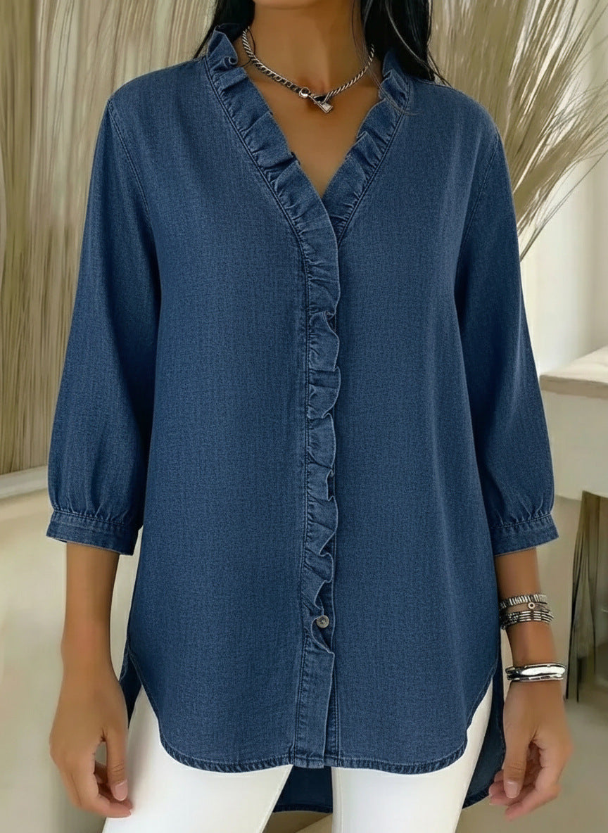 Women's Elegant Ruffle Blouse - Feminine and Sophisticated