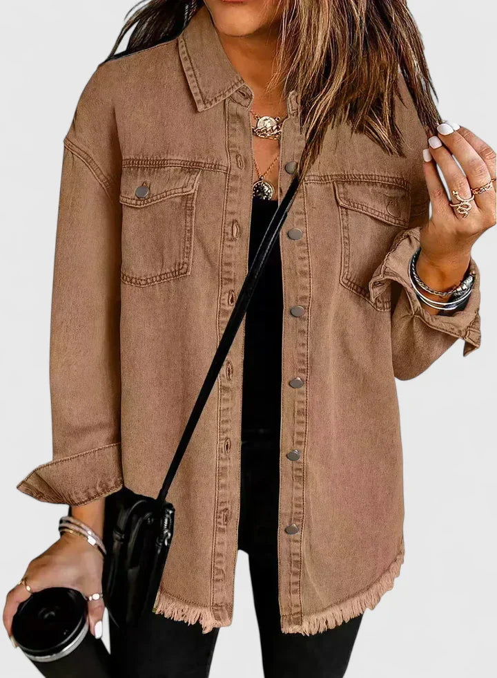 Women's Classic Button-Down Shirt Jacket - Versatile Everyday Layer